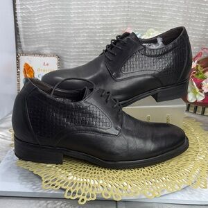 (S0) TOTO-Men's Height Increasing Shoes 7.6cm Highest-Black Dress Oxfords,Size 9